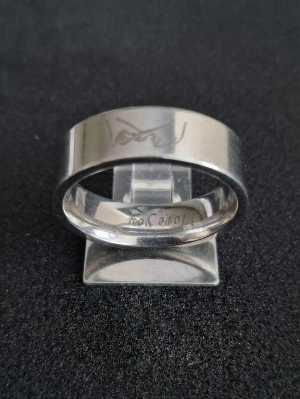 Stainless Steel "I Love You"  Steel Men's Band - Silver